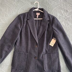 St. John's Bay Charcoal Gray Women's Wool Blend Blazer Jacket ~ XL